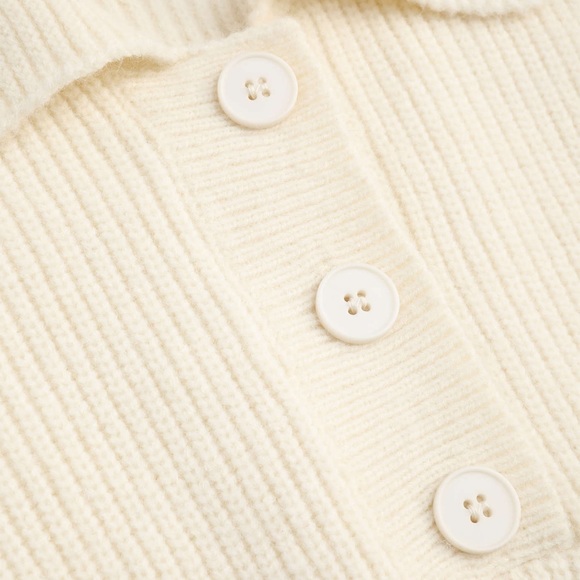 NWT Cider Solid Polo Button Up Rib Sweater, M - Picture 4 of 6